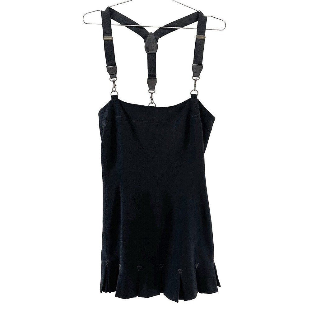 CYNTHIA'S CLOSET Vintage Retro 100%‎ Wool Suspenders Mini Dress • 8 • black